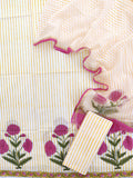 YELLOW BOOTA Hand Block Printed Cotton Suit with Cotton Kota Doria dupatta
