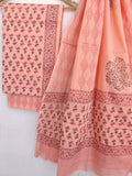 Hand Block Printed Cotton Suit With Mulmul Cotton Dupatta