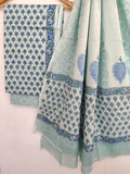 Hand Block Printed Cotton Suit With Mulmul Cotton Dupatta