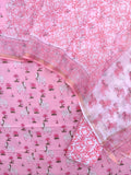 (PICHWAI PINK) Printed Cotton Suit with Cotton Kota Doria dupatta