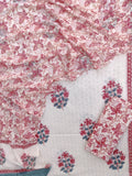 Hand Block Printed Cotton Schiffli Suit with Mulmul Embroidery Dupatta