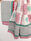 Hand Block Printed Cotton Suit With Mulmul Cotton Dupatta
