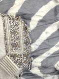 Exclusive Unstitched Cotton Neck Work Suits with Chiffon Dupatta