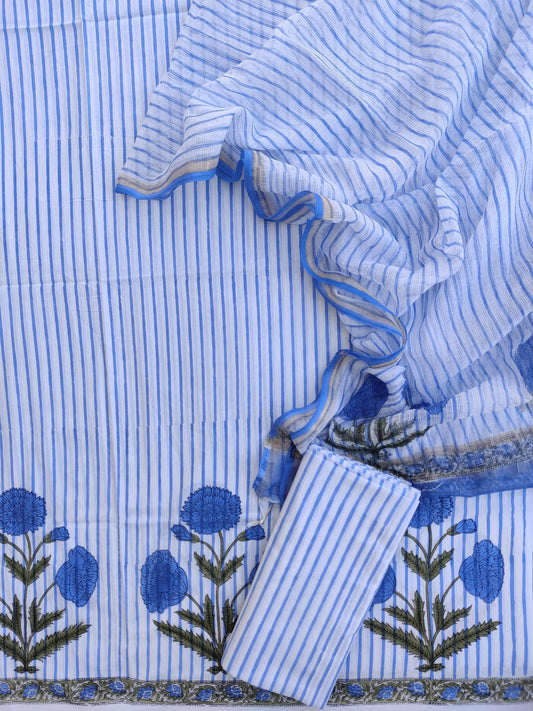 BOOTA Hand Block Printed Cotton Suit with Cotton Kota Doria dupatta