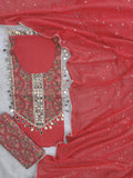 (SALE) COTTON MIRROR WORK SUIT WITH COTTON MULMUL EMBROIDERY DUPATTA