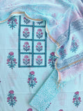 PANEL Hand Block Printed Cotton Suit with Cotton Kota Doria dupatta