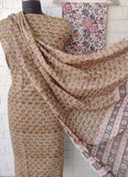 Hand Block Printed Cotton Suit With Mulmul Cotton Dupatta