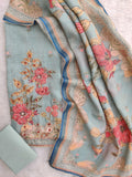 Exclusive Unstitched Linen Neck Work Suits with Linen Digital Printed Dupatta
