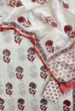 Hand Block Printed Cotton Suit with Mul Chanderi Dupatta