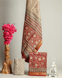 HAND BLOCK Printed Maheshwari Silk Suit with Maheshwari Silk Dupatta