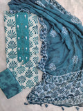 NEW LAUNCH            Exclusive Unstitched Cotton Neck Work Suits with Chiffon Dupatta