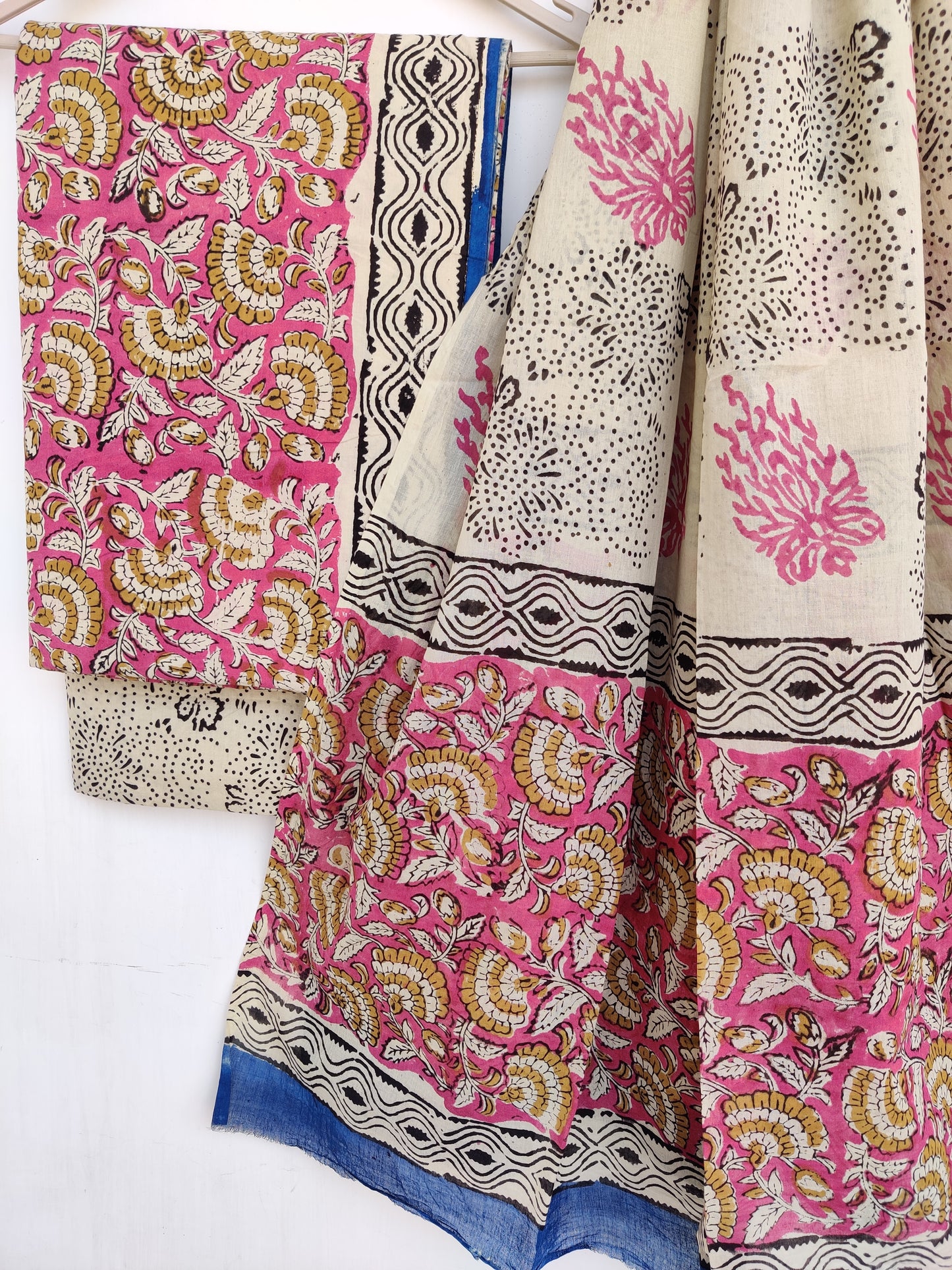 KALAMKARI Cotton Block Printed Cotton Suit with mulmul cotton Dupatta