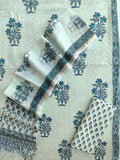 Hand Block Printed Cotton Schiffli Suit with Kota Doria Dupatta