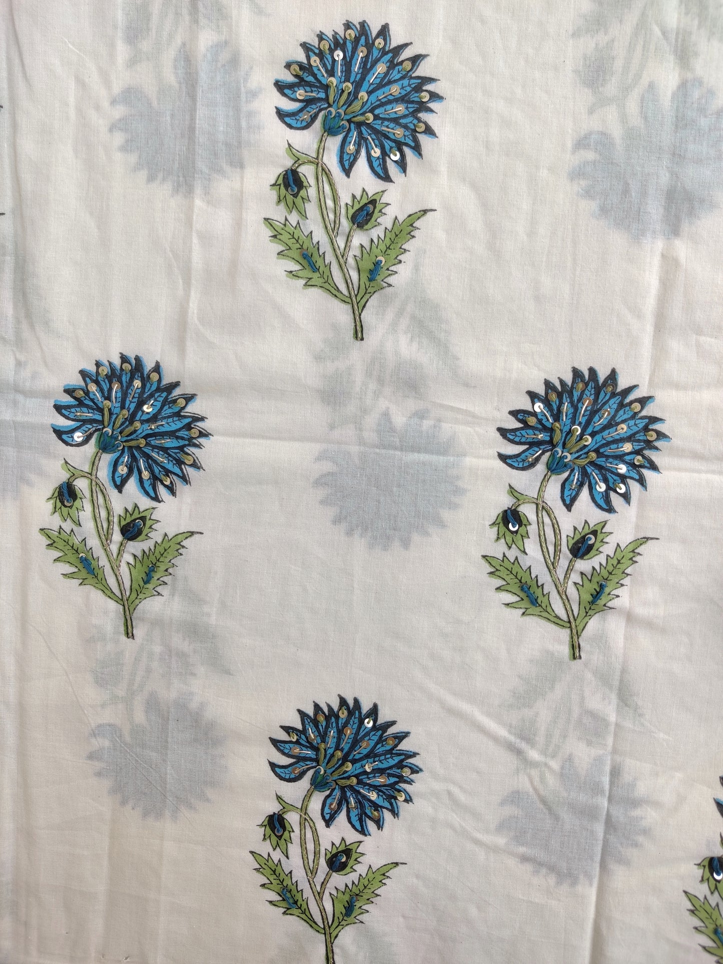 Hand Block Printed Cotton Suit with Mul Chanderi Dupatta