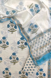 Hand Block Printed Cotton Suit with Mul Chanderi Dupatta