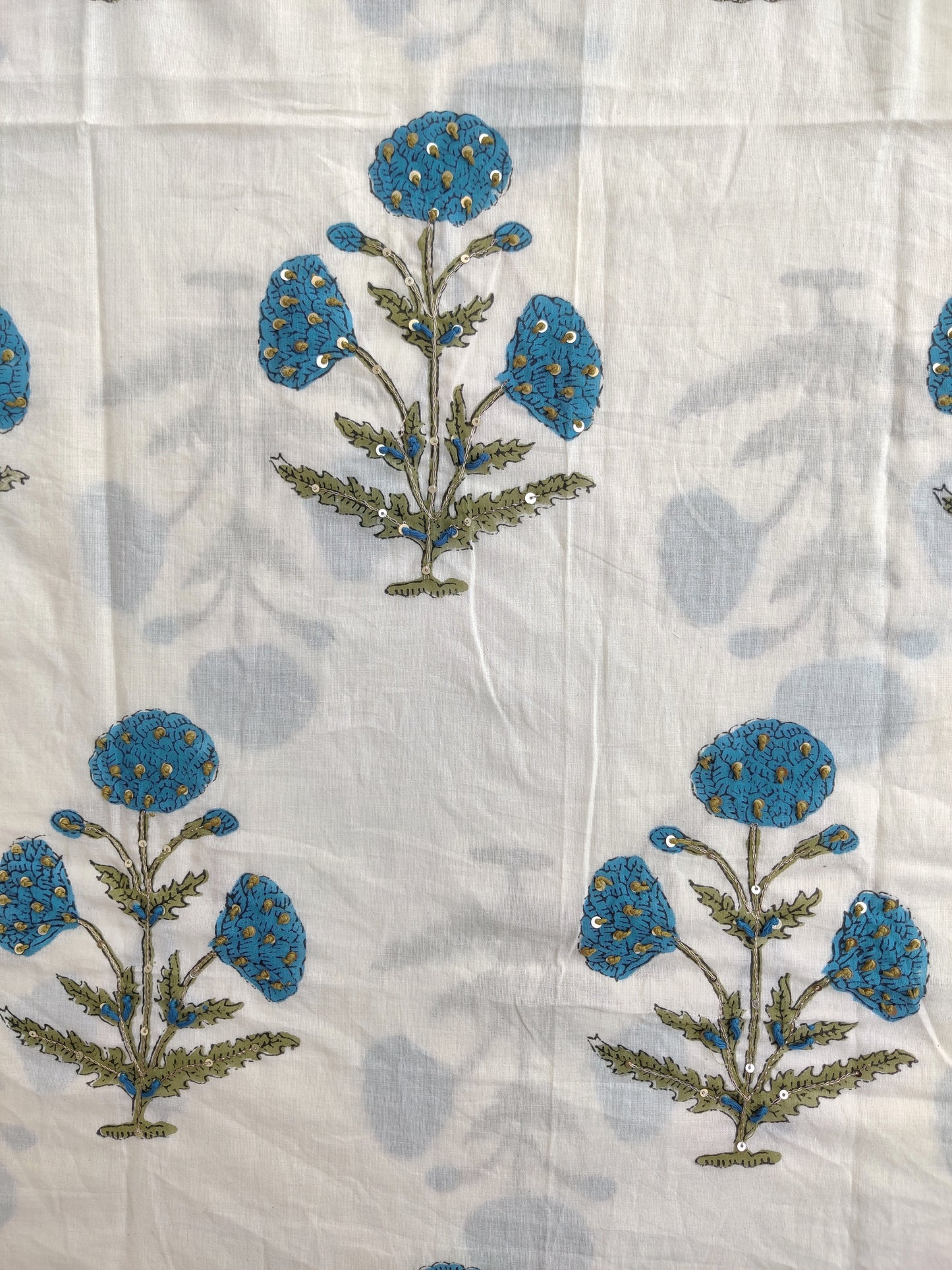 Hand Block Printed Cotton Suit with Mul Chanderi Dupatta