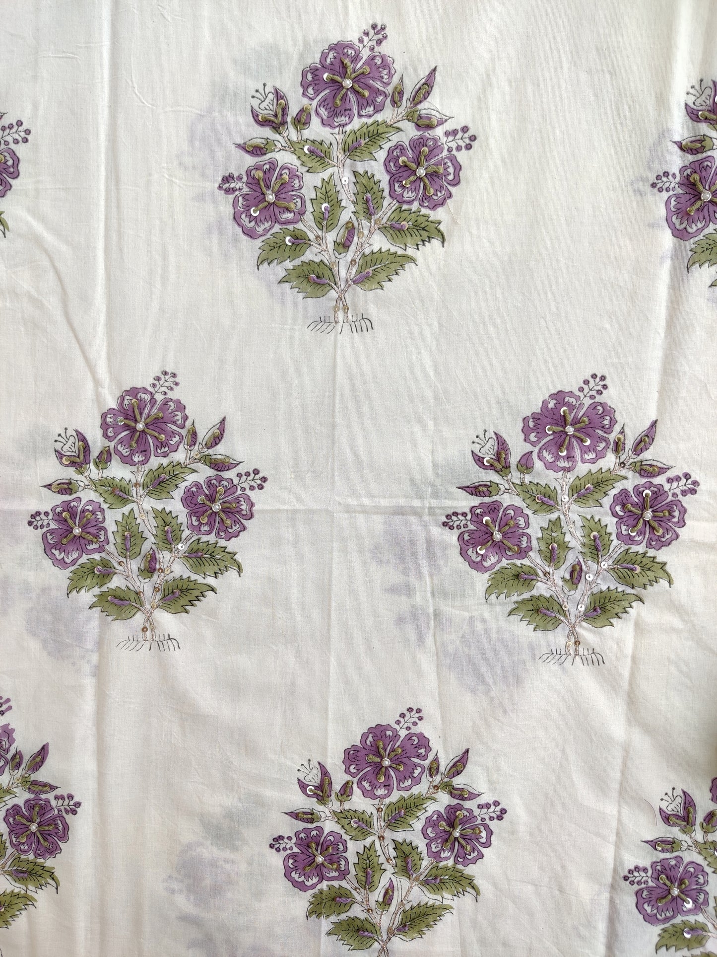 Hand Block Printed Cotton Suit with Mul Chanderi Dupatta