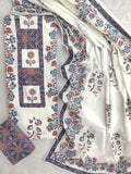 ELEGANT COTTON SCHIFFLI HAKUBA EMBROIDERY MUGHAL BUTA NECK WORK SUIT SET WITH MULMUL DUPATTA