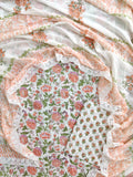 Hand Block Printed Cotton Suit With Lace Work Mulmul Dupatta