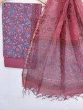 (VANASPATI) Block Printed Cotton Suit with Cotton Kota Doria dupattaa