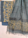 (VANASPATI) Block Printed Cotton Suit with Cotton Kota Doria dupattaa