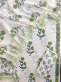 Hand Block Printed Cotton Schiffli Suit with Mulmul Embroidery Dupatta