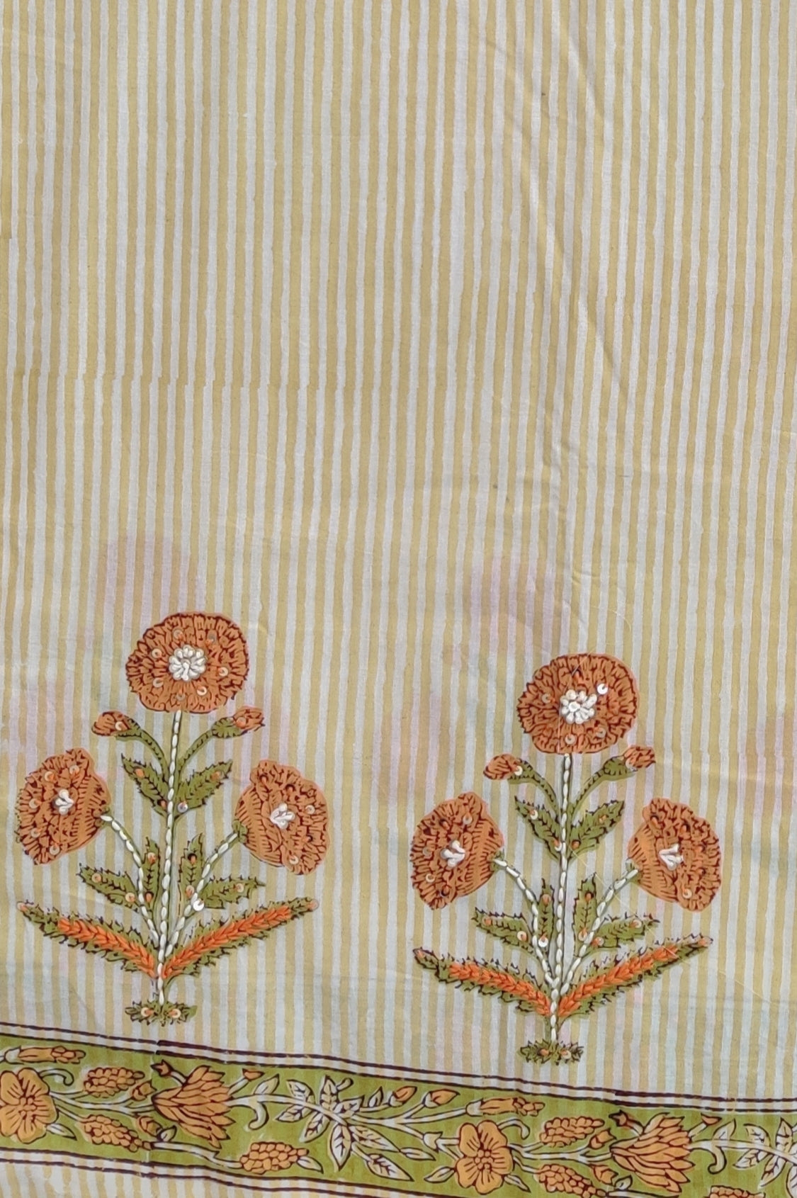 Hand Block Printed Cotton Suit with Mul Chanderi Dupatta