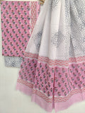 (SALE) Hand Block Printed Cotton Suit with Cotton dupatta