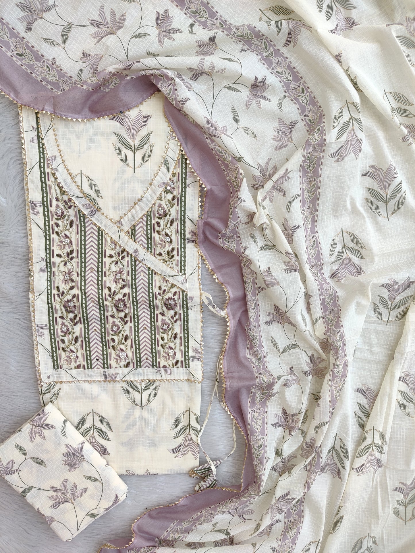 EXCLUSIVE HAND BLOCK PRINTED COTTON SUIT WITH COTTON DUPATTA