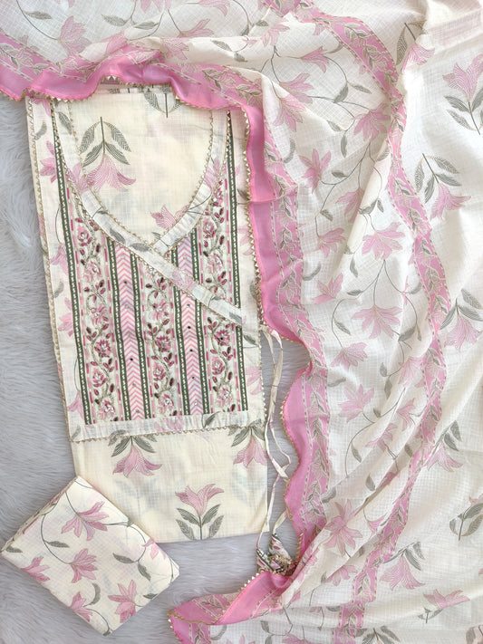 EXCLUSIVE HAND BLOCK PRINTED COTTON SUIT WITH COTTON DUPATTA
