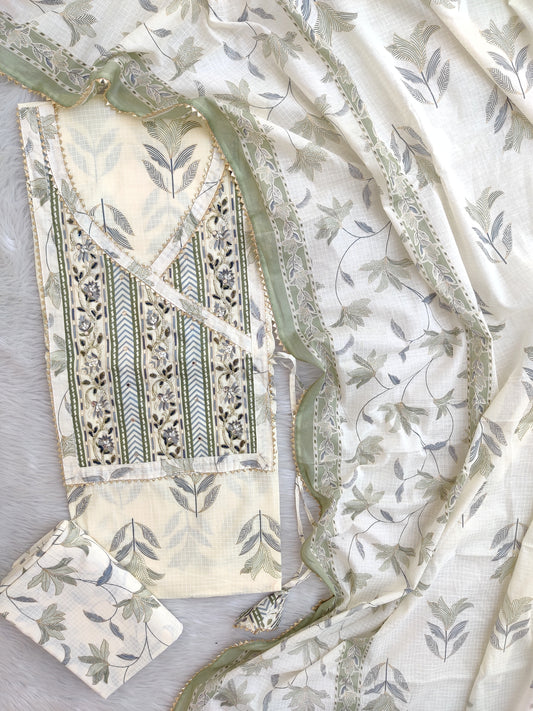 EXCLUSIVE HAND BLOCK PRINTED COTTON SUIT WITH COTTON DUPATTA