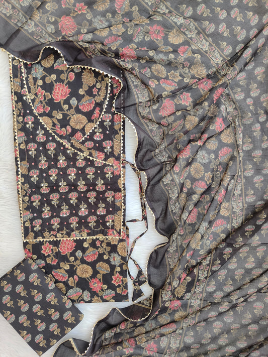 EXCLUSIVE HAND BLOCK PRINTED COTTON SUIT WITH COTTON DUPATTA