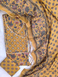 EXCLUSIVE HAND BLOCK PRINTED COTTON SUIT WITH COTTON DUPATTA