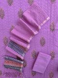 Hand Block Printed Cotton Schiffli Suit with Kota Doria Dupatta