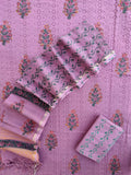 Hand Block Printed Cotton Schiffli Suit with Kota Doria Dupatta