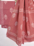 Hand Block Printed Cotton Suit With Mulmul Cotton Dupatta