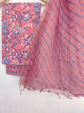 BLOCK PRINTED COTTON SUIT WITH LEHRIYA KOTA DORIA DUPATTA