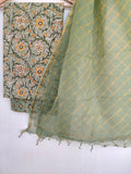 BLOCK PRINTED COTTON SUIT WITH LEHRIYA KOTA DORIA DUPATTA