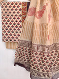 KALAMKARI Cotton Block Printed Cotton Suit with mulmul cotton Dupatta