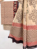KALAMKARI Cotton Block Printed Cotton Suit with mulmul cotton Dupatta