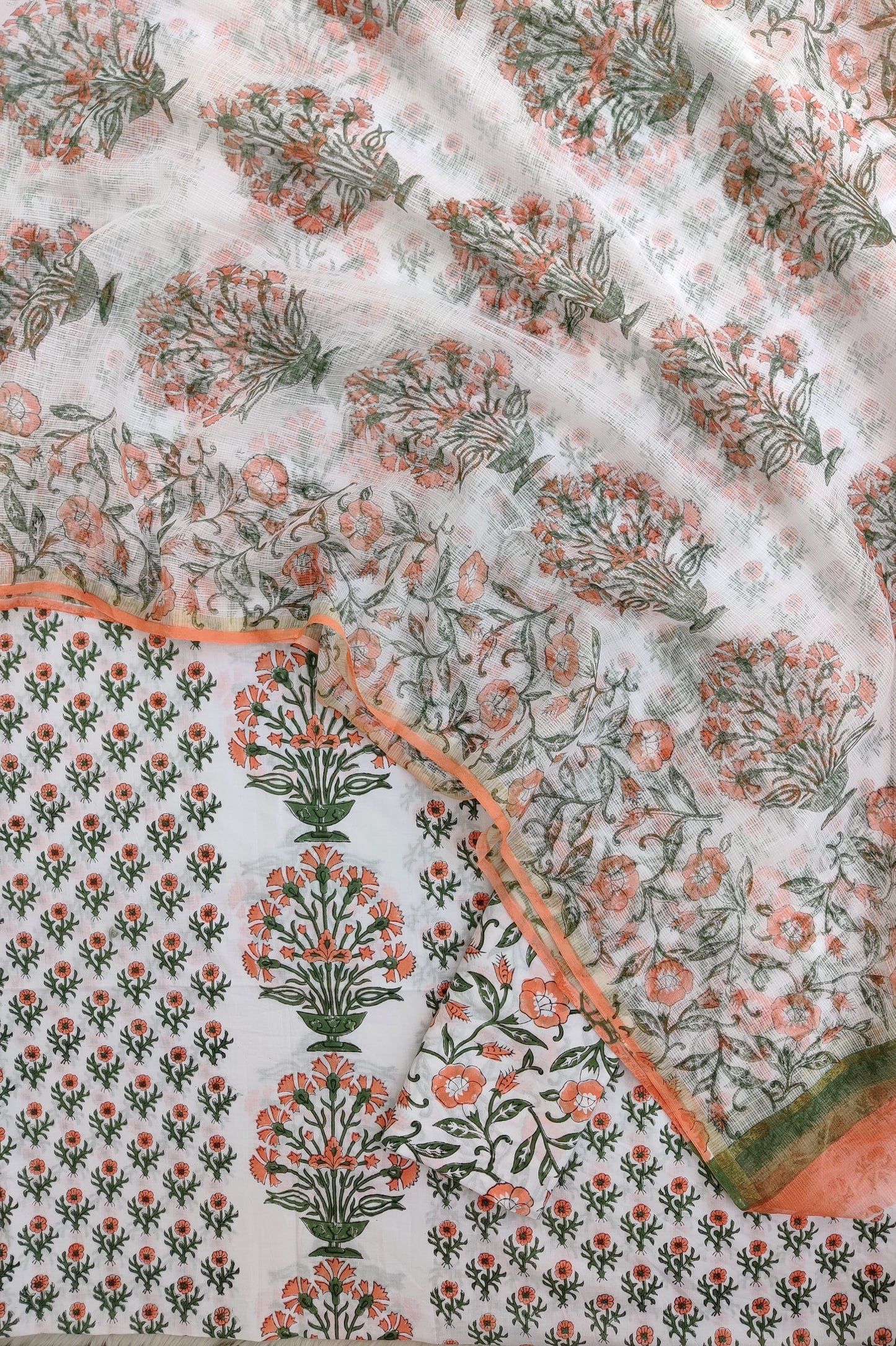 PANEL Hand Block Printed Cotton Suit with Cotton Kota Doria dupatta