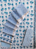 Hand Block Printed Cotton Schiffli Suit with Kota Doria Dupatta