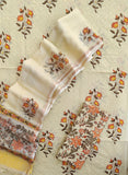 Hand Block Printed Cotton Schiffli Suit with Kota Doria Dupatta