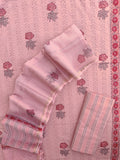 Hand Block Printed Cotton Schiffli Suit with Kota Doria Dupatta
