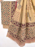 AJRAKH Hand Block Printed Cotton Suit With Mulmul Cotton Dupatta