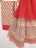 Hand Block Printed Cotton Suit With Mulmul Cotton Dupatta