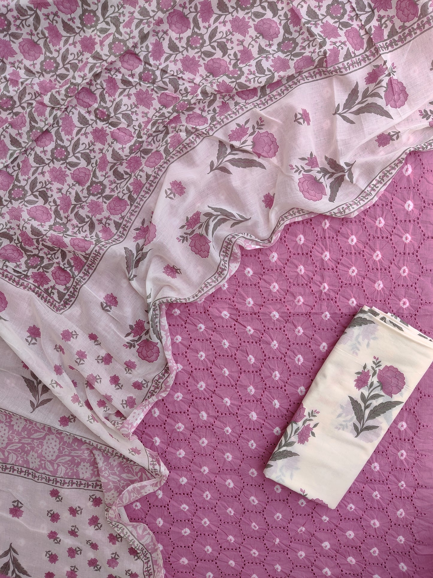 Schiffli Suit with Mulmul Dupatta