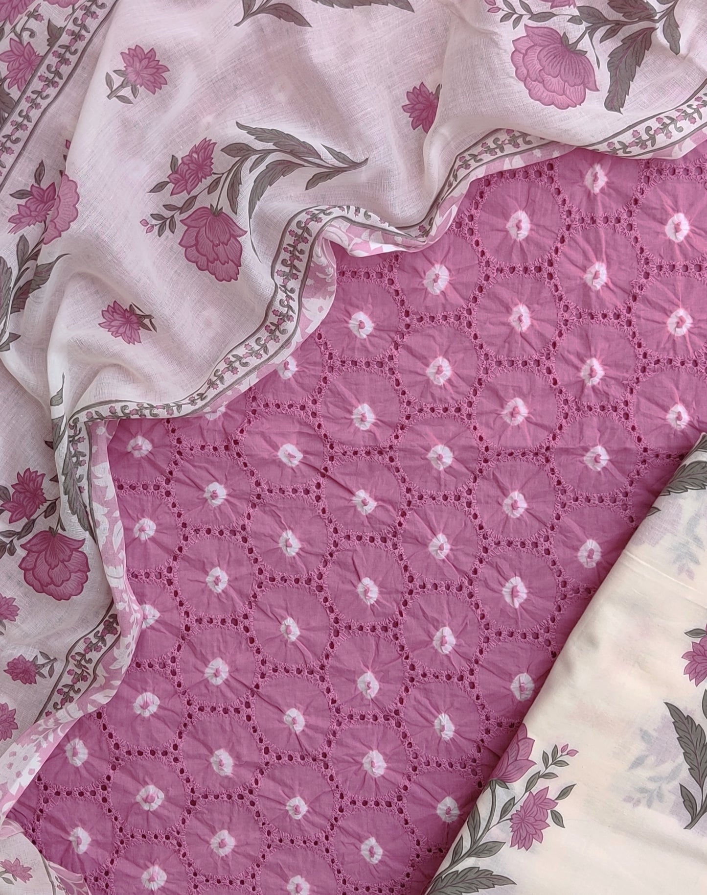 Schiffli Suit with Mulmul Dupatta