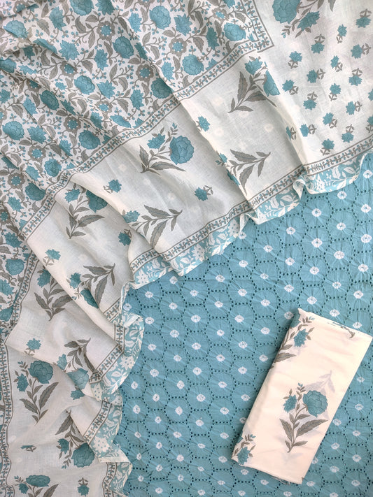 Schiffli Suit with Mulmul Dupatta