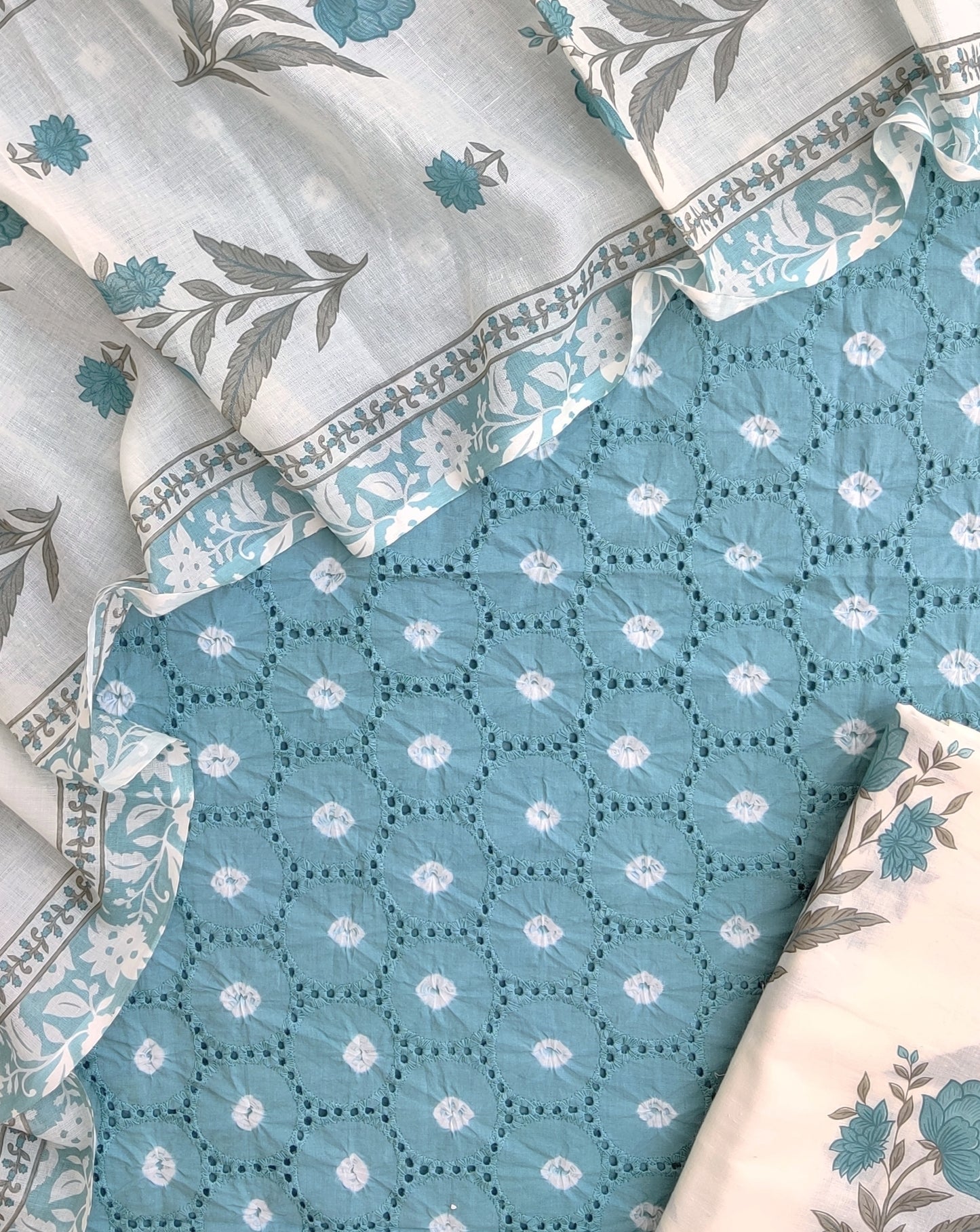 Schiffli Suit with Mulmul Dupatta